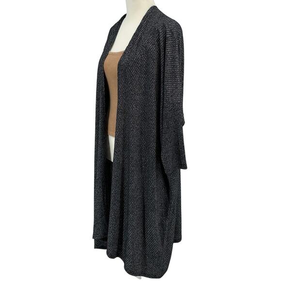 She + Sky Cardigan Sweater WMNS XL Gray/Black Marled Open Fron Tunic Ribbed - Picture 5 of 8